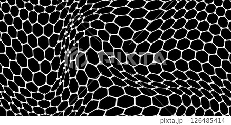 Three-dimensional wavy layer of graphene carbon molecule as a hexagon seamless bg Three-dimensional wavy layer of graphene carbon molecule as a hexagon seamless bg 126485414