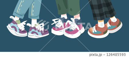 Cartoon Colorful Sneakers Illustration Set Cartoon Colorful Sneakers Illustration Set 126485593