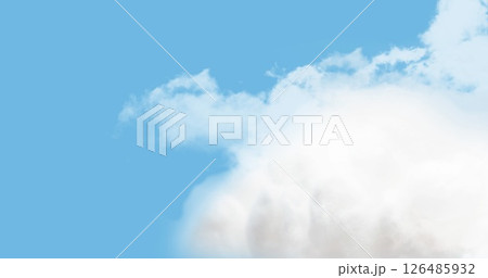 Fluffy white clouds drifting across clear blue sky on sunny day 126485932