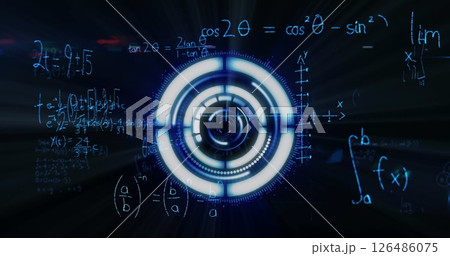Illustrating global virus concept, digital equations and futuristic interface in technology 126486075