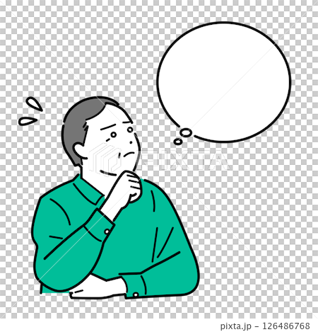 A vector illustration of a senior man thinking about his future, such as retirement and inheritance 126486768