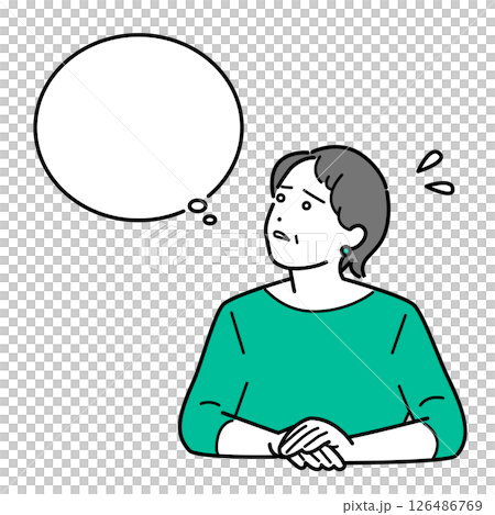 A vector illustration of a senior woman thinking about her future, such as retirement and inheritance 126486769