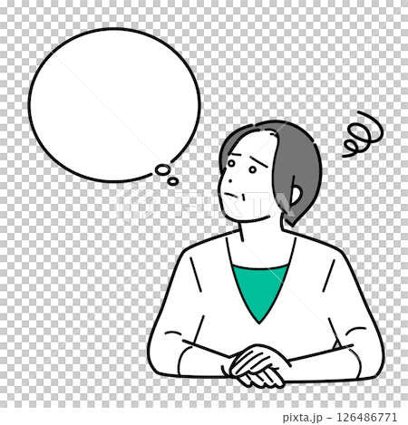 A vector illustration of a senior woman thinking about her future, such as retirement and inheritance 126486771
