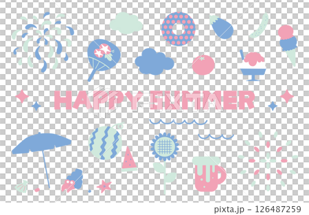 夏季插畫素材集 夏季插畫素材集 126487259