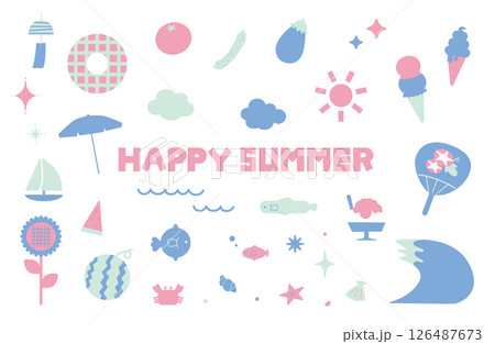 夏のイラスト素材セット 126487673