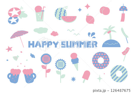 夏のイラスト素材セット 126487675