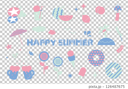 夏のイラスト素材セット 126487675