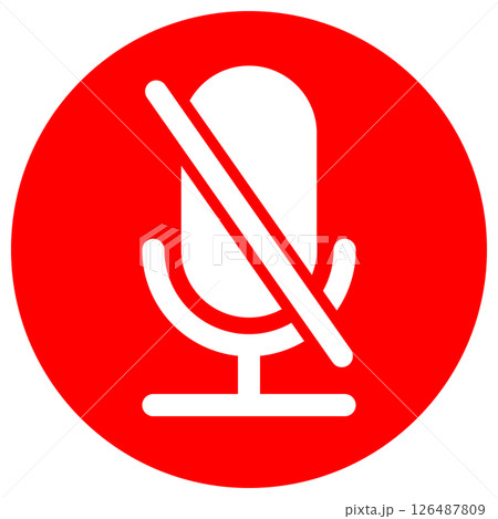 マイクのシルエット イメージ素材 赤 丸型アイコン ミュート 126487809