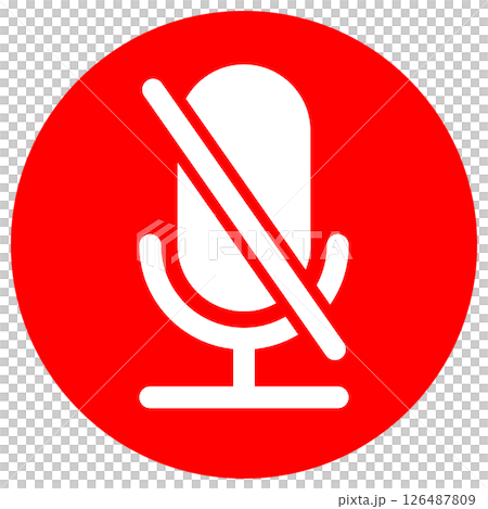 マイクのシルエット イメージ素材 赤 丸型アイコン ミュート 126487809