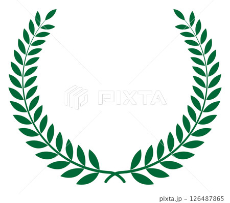 月桂冠 葉冠 シンプルなエムブレムの素材 グリーン 126487865