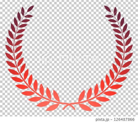 Laurel wreath, leaf wreath, simple emblem material, red 126487866