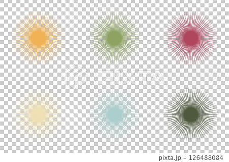 Circular radial ornament Art Nouveau color graphic material png set material 126488084