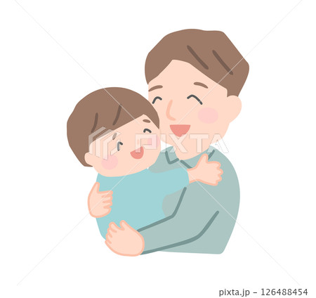 小さな男の子を抱っこするパパのイラスト 126488454