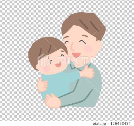 Illustration of a dad holding a little boy 126488454