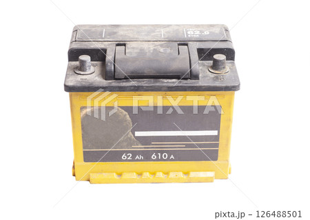 Closeup Old Car battery expire Closeup Old Car battery expire 126488501