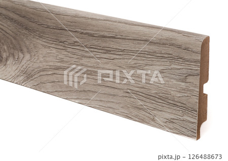 Baseboard Molding Sample Isolated on White Background Baseboard Molding Sample Isolated on White Background 126488673