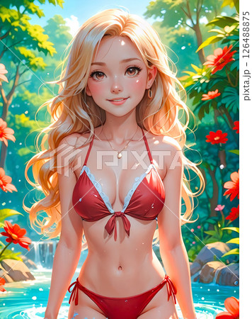 森の中の女性 126488875