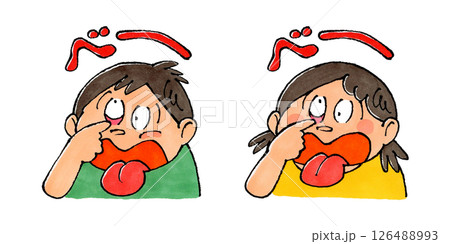 あっかんべーをする子供 126488993