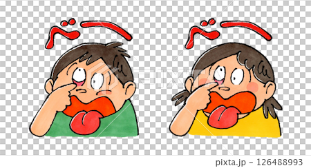 あっかんべーをする子供 126488993