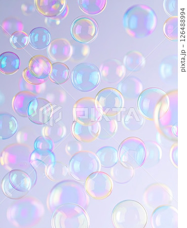 《AI画像》シャボン玉が舞う背景素材 126488994