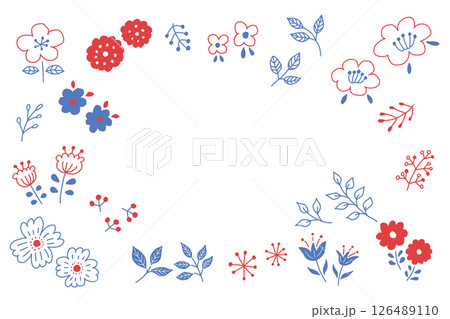 植物の手書き北欧風シンプルベクターイラストセット 126489110