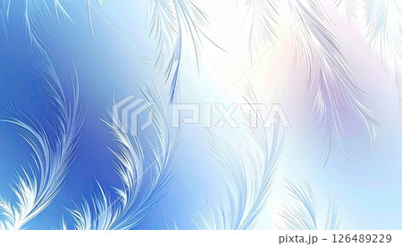 《AI画像》葉っぱの模様の入った白いガラスの背景素材 126489229