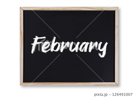 February word in chalk on chalkboard February word in chalk on chalkboard 126491007