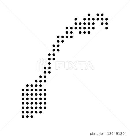 Norway country dotted map. Black spot pixel illustration isolated on white background. Vector circle mosaic. Norway country dotted map. Black spot pixel illustration isolated on white background. Vector circle mosaic. 126491294