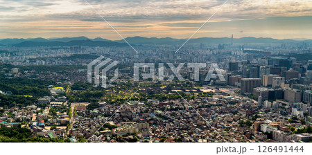 Urban sprawl cityscape of Seoul, capital of South Korea Urban sprawl cityscape of Seoul, capital of South Korea 126491444