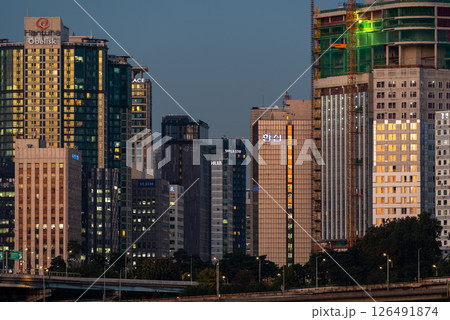 Seoul night cityscape urban view, South Korea travel Seoul night cityscape urban view, South Korea travel 126491874
