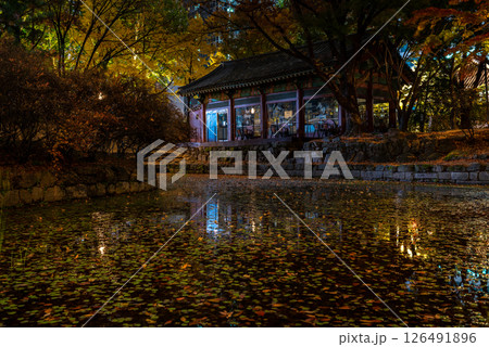 Garden of Deoksugung royal palace of Joseon dynasty in Seoul South Korea at night Garden of Deoksugung royal palace of Joseon dynasty in Seoul South Korea at night 126491896