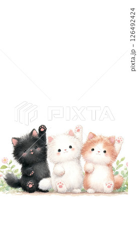 Three bright and cheerful cats 126492424
