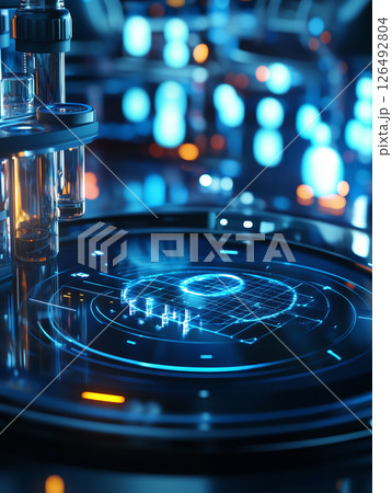 Spectrophotometer with holographic display showcasing advanced analytical capabilities in a laboratory setting 126492804