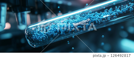 Tiny digital particles suspended in a test tube signify advancements in neurotechnology and scientific research Tiny digital particles suspended in a test tube signify advancements in neurotechnology and scientific research 126492817