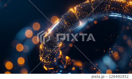 Molecular structure of a peptide represented with glowing elements and intricate design 126492852