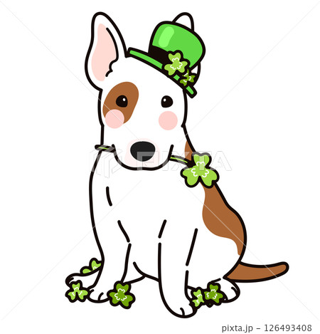 聖パトリックの祝日のシンプルで可愛いブルテリア 聖パトリックの祝日のシンプルで可愛いブルテリア 126493408