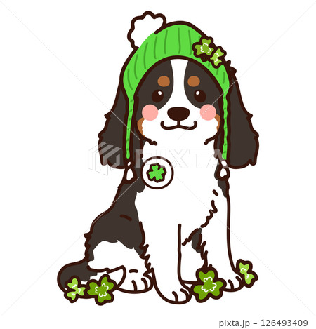 聖パトリックの祝日のシンプルで可愛いキャバリア・キング・チャールズ・スパニエル 126493409