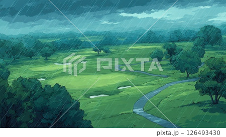 雨のゴルフ場_3 126493430