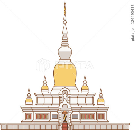 Illustration of Phra That Na Dun, a stupa in Maha Sarakham Province, Thailand. Illustration of Phra That Na Dun, a stupa in Maha Sarakham Province, Thailand. 126493458
