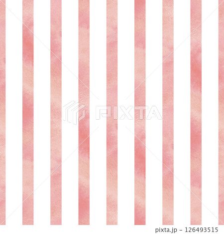 Pink stripes with paint texture and washes. Hand drawn watercolor illustration. Seamless pattern, repeating striped ornament, simple, background, abstract, delicate and light. Pink stripes with paint texture and washes. Hand drawn watercolor illustration. Seamless pattern, repeating striped ornament, simple, background, abstract, delicate and light. 126493515