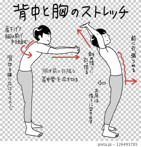 Shoulder blade and rib stretch Shoulder blade and rib stretch 126493785