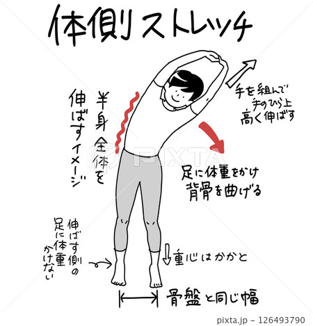 体側ストレッチ 126493790