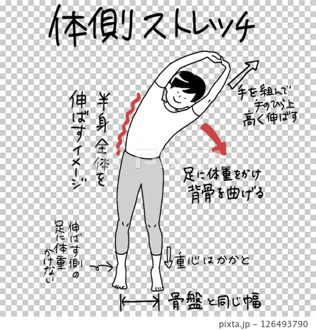 体側ストレッチ 126493790