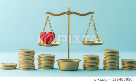 愛とお金のバランスを象徴する金の天秤 126493956