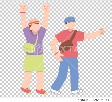 アウトドア・夏フェスに参加する夏服の男女 アウトドア・夏フェスに参加する夏服の男女 126494033