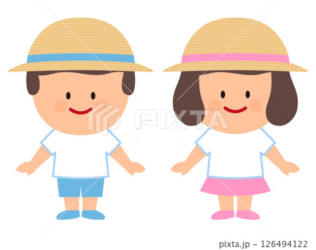 夏服を着た子供のイラスト	 126494122