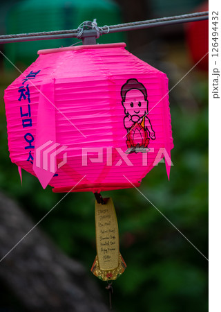 Colorful Buddha birthday lanterns at Namsangol Hanok Village in Seoul, South Korea Colorful Buddha birthday lanterns at Namsangol Hanok Village in Seoul, South Korea 126494432