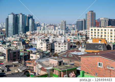 Urban sprawl cityscape of Seoul, capital of South Korea Urban sprawl cityscape of Seoul, capital of South Korea 126494483