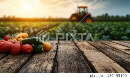 Colorful Vegetables on a Sturdy Wooden Table Colorful Vegetables on a Sturdy Wooden Table 126495100