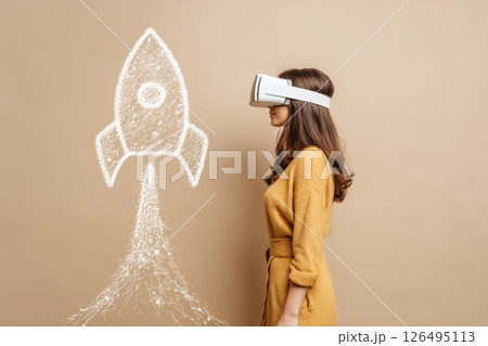 Entrepreneur Using Augmented Reality Glasses to Explore Digital Concepts and Innovations 126495113